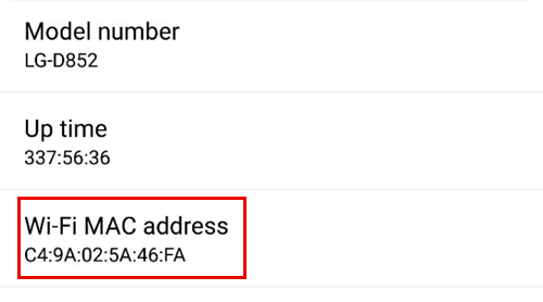 how to know my android mac address